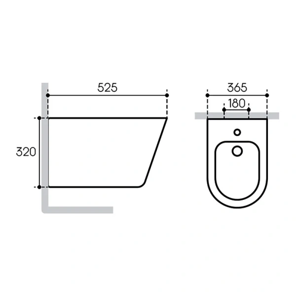 Биде подвесное Aqueduto CONE серое матовое CON0330 (детальная фотография), современные, hi-tech