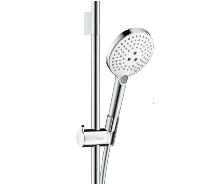 Душевой гарнитур Hansgrohe Raindance Select S 26631 с тремя типами струи (детальная фотография), хром, белые
