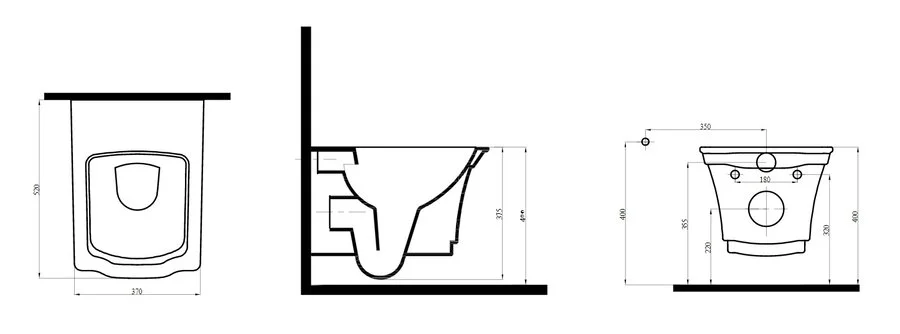 Унитаз подвесной Boheme Hermitage без узора 951 (детальная фотография), подвесные, встраиваемые