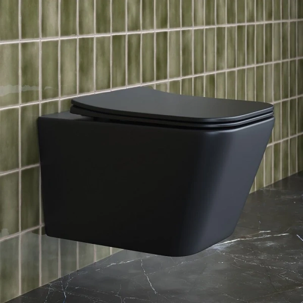 Унитаз подвесной Ceramica Nova Metric черный матовый CN3007MB (детальная фотография), современные, hi-tech, прямоугольные