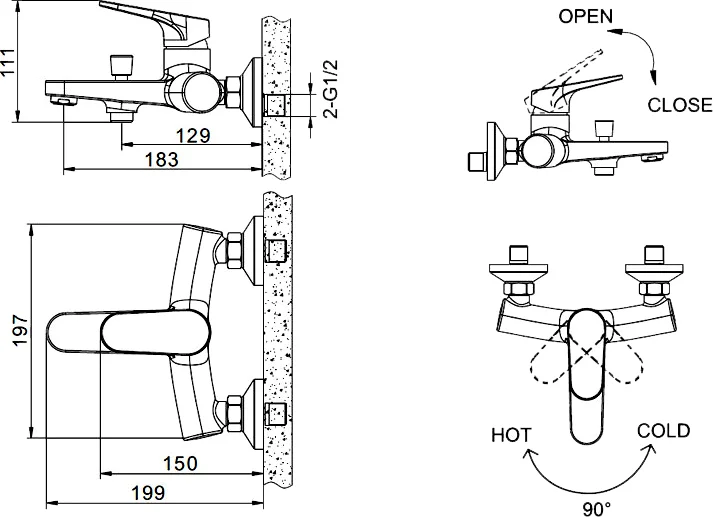 Комплект для ванной комнаты Bravat Eler F00450CP (детальная фотография), современные, hi-tech
