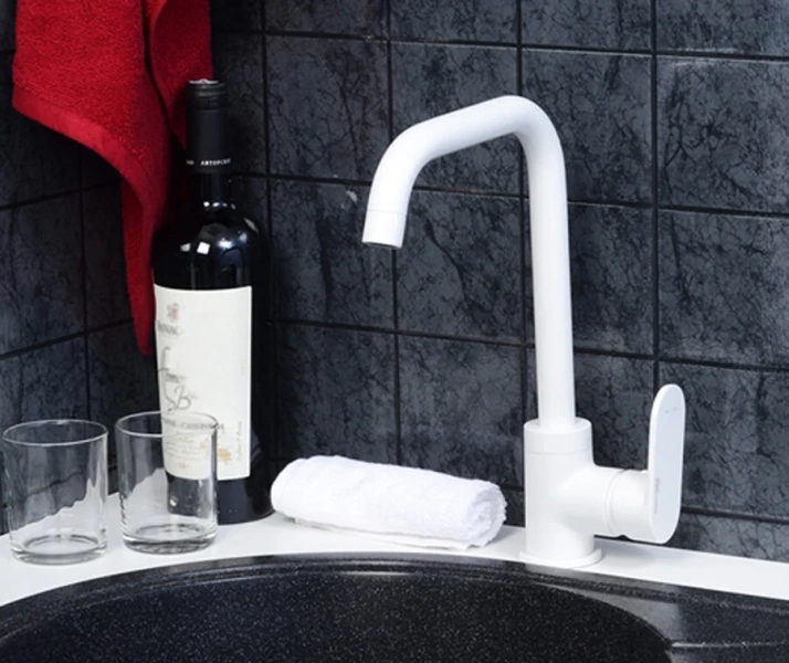 Смеситель для кухни WasserKRAFT Mindel белый 8507 (детальная фотография), современные, hi-tech