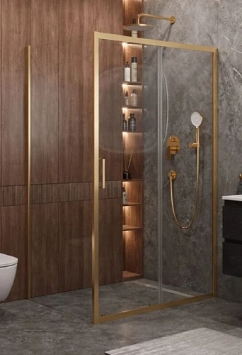 Душевой уголок Cezares Molveno 120x90 см стекло прозрачное профиль золото - фото 3