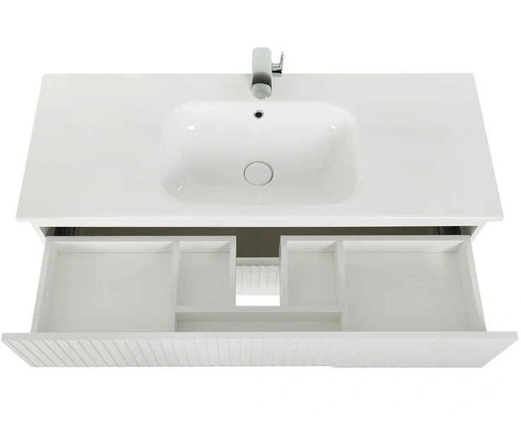 Тумба под раковину подвесная Cezares Duet 117 см Bianco Lucido DUET-1200-2C-SO-BL (детальная фотография), подвесная, пристенная