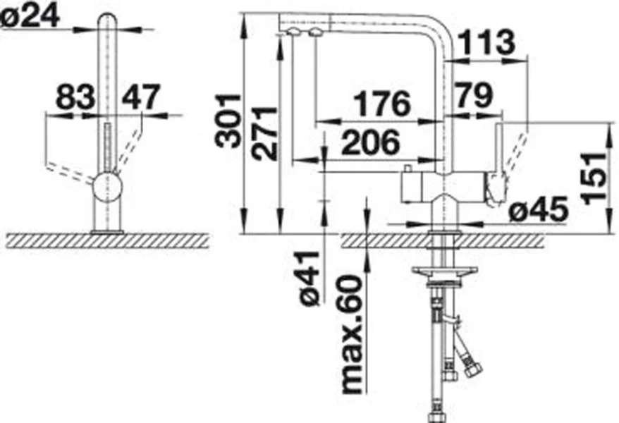 Смеситель для питьевой воды Blanco Fontas II алюметаллик 525140 (детальная фотография), для кухни, для питьевой воды с фильтром