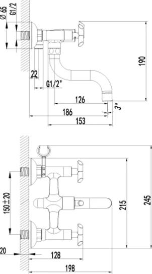 Смеситель универсальный, хром Lemark Practica LM7512C (детальная фотография), для ванны
