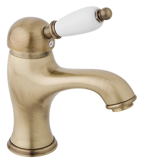 Смеситель для раковины Cezares Elite бронза, ручка белая ELITE-LSM1-02-Bi (детальная фотография)