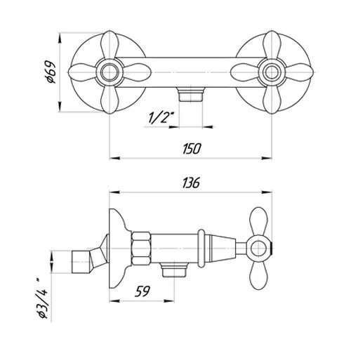 Смеситель для душа, бронза, Migliore Princeton Plus ML.PRP-8046.BR (детальная фотография), для душа