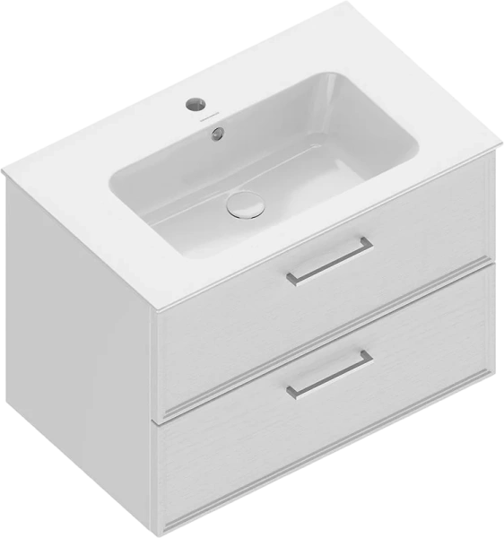 Тумба под раковину подвесная Kerama Marazzi Piano Classic 75 см ясень белый матовый PIA.CL.75\WHT.M (детальная фотография), моноблок