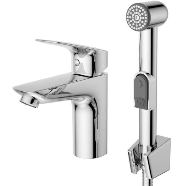 Смеситель для раковины Belbagno Due с гигиеническим душем хром DUE-LVM/HGN-CRM-W0 (детальная фотография), современные, hi-tech