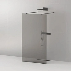 Душевая перегородка Cezares Liberta 110 см стекло графит, профиль черный