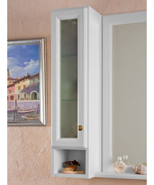 Шкаф для ванной, петли слева, цвет белый матовый, фурнитура бронза, La Beaute Michel SMI24LBO.Sx.O.BR (детальная фотография)