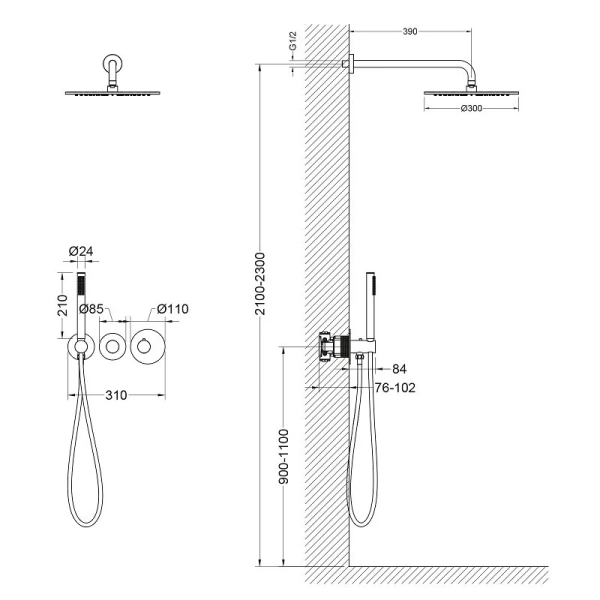 Душевой комплект Timo Saona белый матовый SX-2359/16SM (детальная фотография), душевые комплекты, наборы