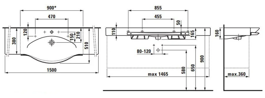 Раковина Laufen Palace New 8.1170.6 (детальная фотография), подвесные