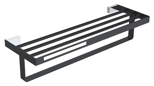 Полочка для ванной Boheme Q с полотенцедержателем, черная/хром - фото 10