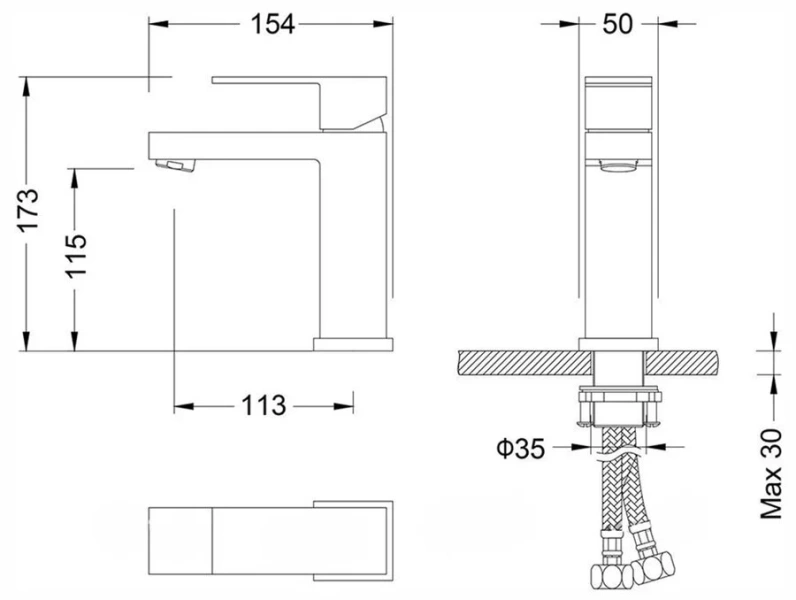 Смеситель для раковины Timo Selene черный 2061/03F (детальная фотография), для раковины