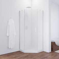 Душевой уголок профиль белый стекло шиншилла Vegas-glass