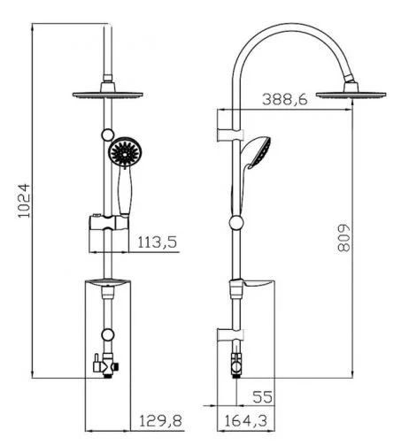 Душевая стойка Lemark хром LM8801C (детальная фотография), современные, hi-tech