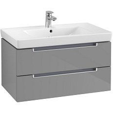Тумба под раковину подвесная Villeroy & Boch Subway 2.0 80 см серая глянцевая Glossy Grey