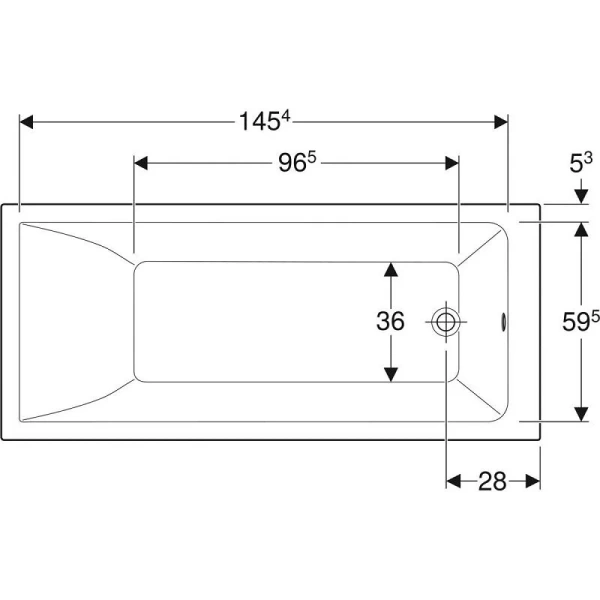 Ванна акриловая Geberit Renova Plan 554.302.01.1, 160 х 70 см, белая (детальная фотография), современныe, hi-tech