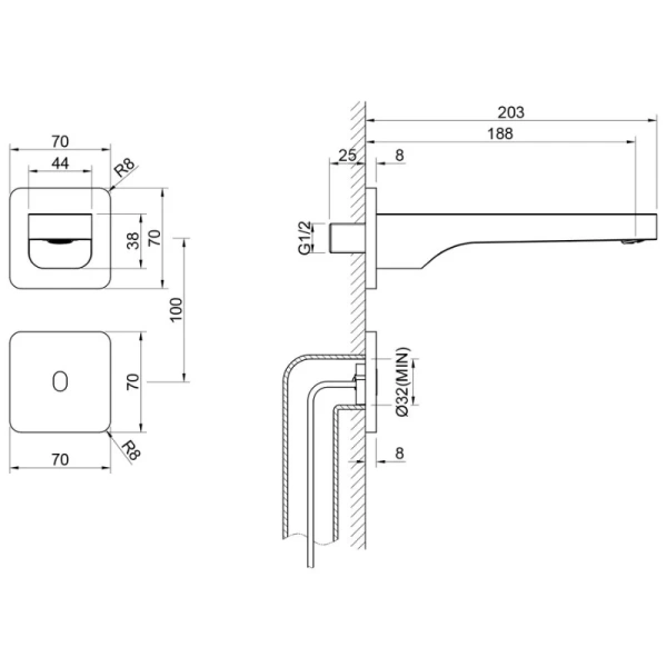 Смеситель для раковины Timo Torne золото матовое 4373/17SM (детальная фотография), для раковины