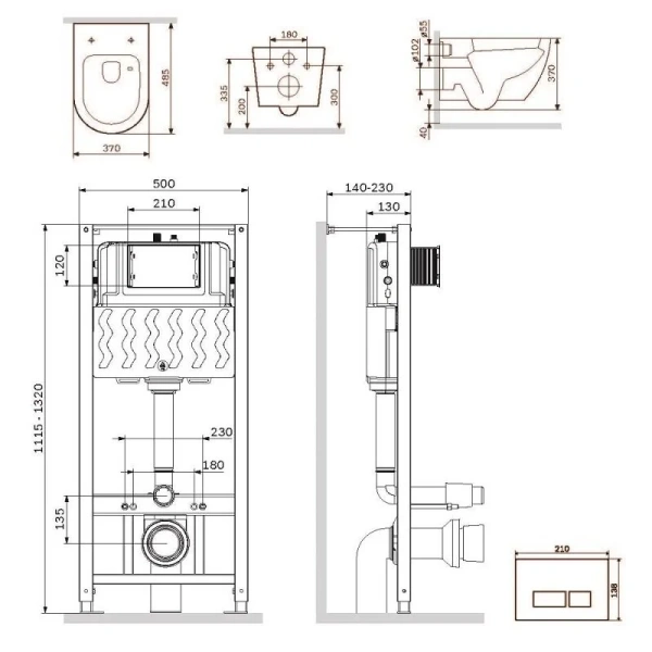 Унитаз с инсталляцией Am.Pm Like кнопка белая IS47001.801900 (детальная фотография), с инсталляцией