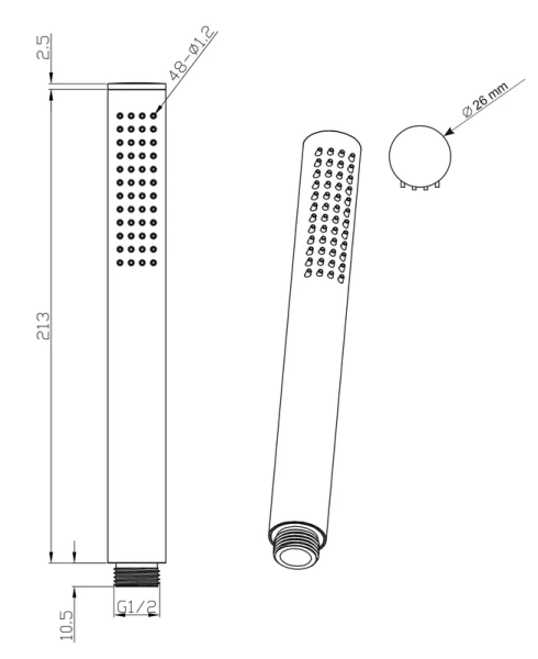 Лейка для душа Ravak черная матовая X07P573 (детальная фотография), душевые лейки index_1
