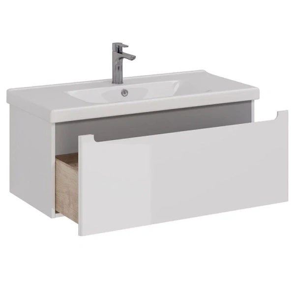 Тумба с раковиной подвесная Lemark Buno Mini LM05BM100T 100 см выдвижной ящик (детальная фотография), моноблок