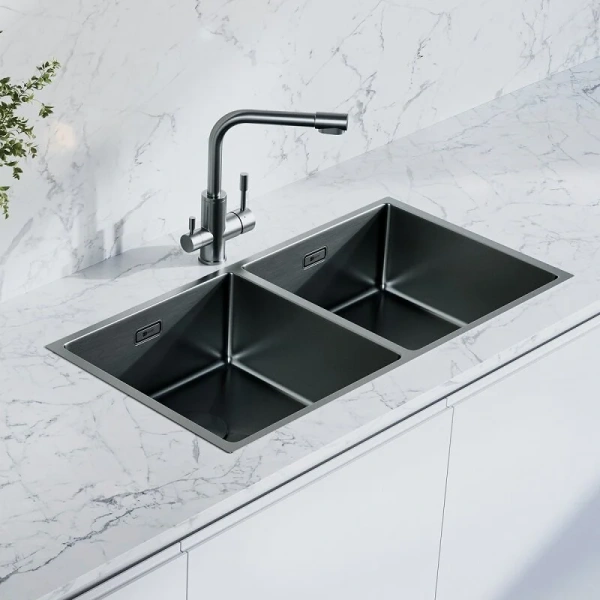 Мойка для кухни Lemark Proran 90 см графит 9936139 (детальная фотография), из нержавеющей стали, стальные, металлические