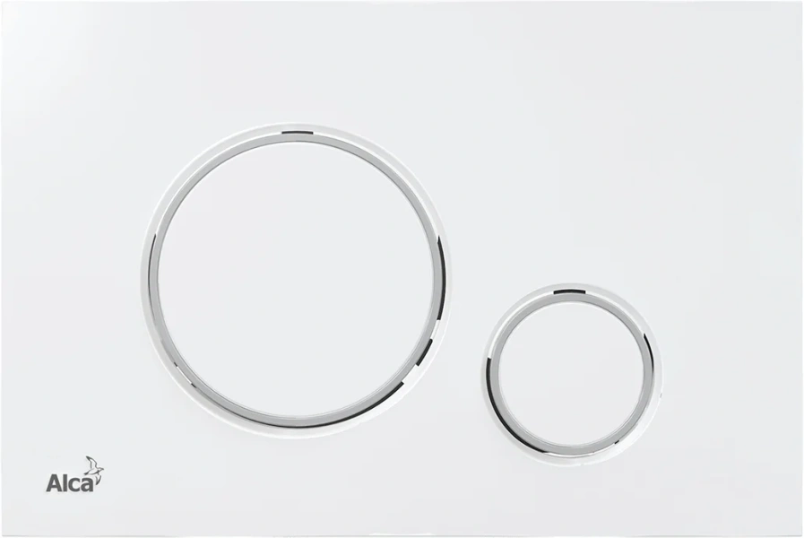 Клавиша смыва Alcaplast белая/обод хром глянцевый M770 (детальная фотография)