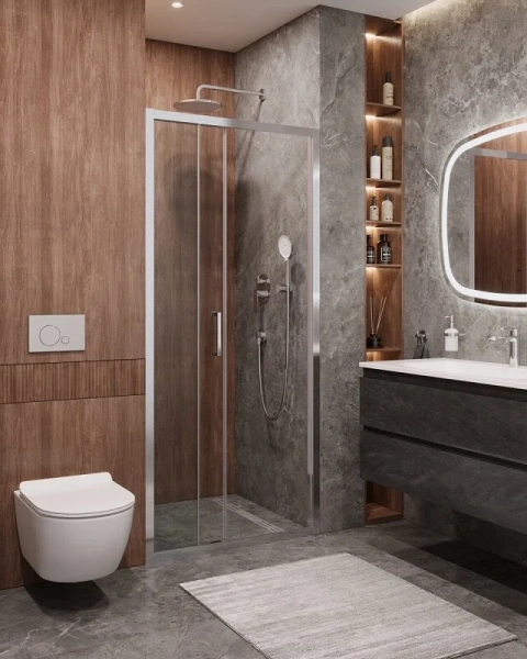 Душевая дверь в нишу Cezares Molveno 120 см стекло прозрачное профиль хром MOLVENO-BF-3-120-C-Cr-IV (детальная фотография), 120 см