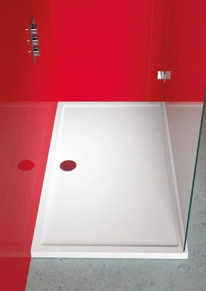 Душевой поддон акриловый белый с панелью Riho Davos 243 130x80 см (детальная фотография), прямоугольные