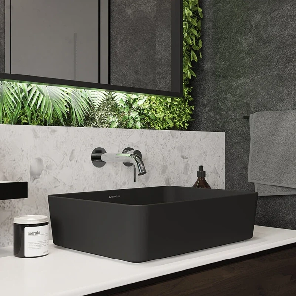 Раковина Aqueduto ESPIRAL 50 см черная матовая ESP0440 (детальная фотография), в форме чаши, прямоугольной формы