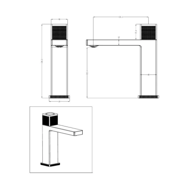 Смеситель для раковины Boheme Quad автоматический matt gold 159-MG (детальная фотография), для раковины