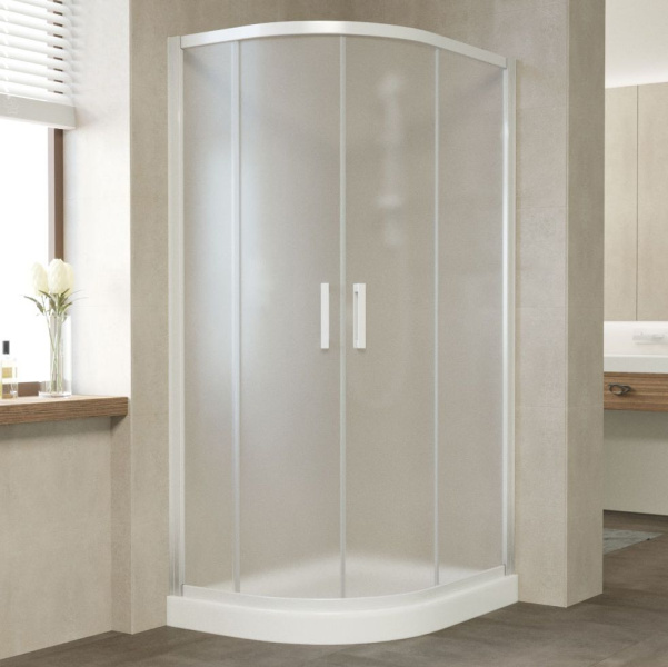 Душевой уголок профиль белый стекло сатин Vegas-glass ZS-F NOVO 90*80 01 10 (детальная фотография)