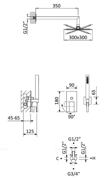Душевой комплект Cezares Porta черный PORTA-DSIPQ-30-NOP (детальная фотография), душевые комплекты, наборы