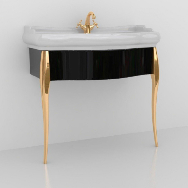 Консоль под раковину Kerasan Retro черная, ножки золото 7362K3 (детальная фотография)