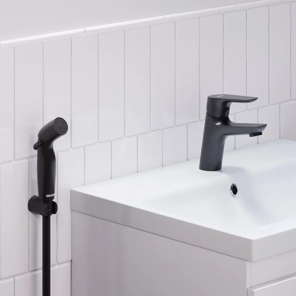 Смеситель с гигиеническим душем Damixa	Jupiter черный 770300300 (детальная фотография), современные, hi-tech