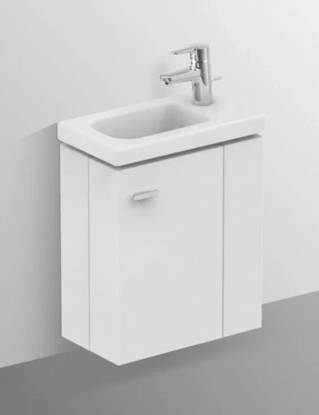 Тумба с раковиной подвесная Ideal Standard Connect Space E037 45 см с L-образной дверкой (детальная фотография), белая, серая