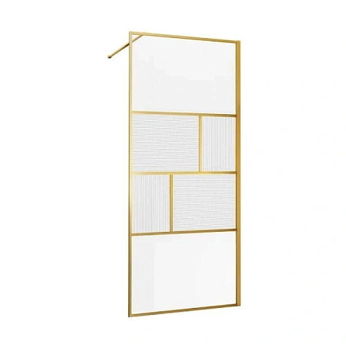 Душевая перегородка Vincea Walk-In 90 см профиль брашированное золото - фото 3