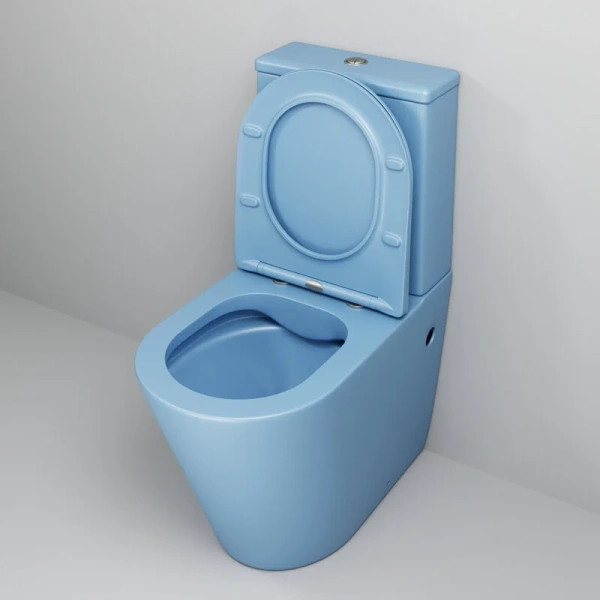 Унитаз компакт Grossman Color голубой матовый GR-4480BSMS (детальная фотография), с горизонтальным, прямым выпуском, с прямым выпуском