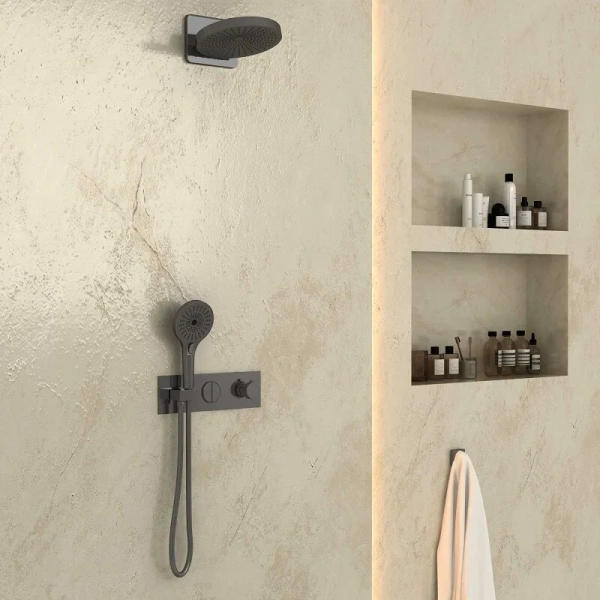 Душевой комплект Vincea вороненая сталь VSFW-422TI1GM (детальная фотография), душевые комплекты, наборы