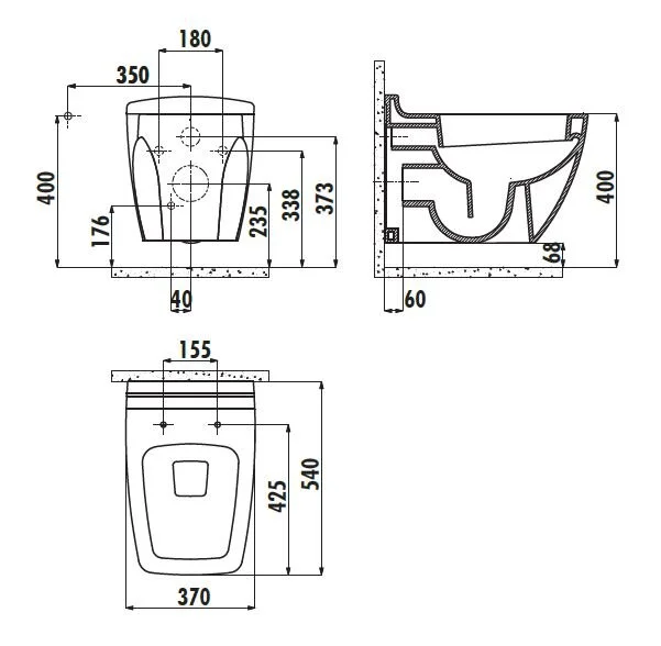 Унитаз подвесной Creavit Bull белый BL320-11CB00E-0000 (детальная фотография), подвесные, встраиваемые