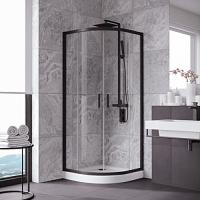 Душевой уголок профиль черный матовый стекло прозрачное Vegas-glass