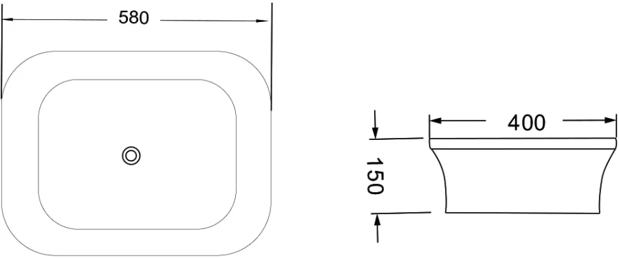 Раковина Vincea 58 см накладная VBS-204 (детальная фотография), современные, hi-tech
