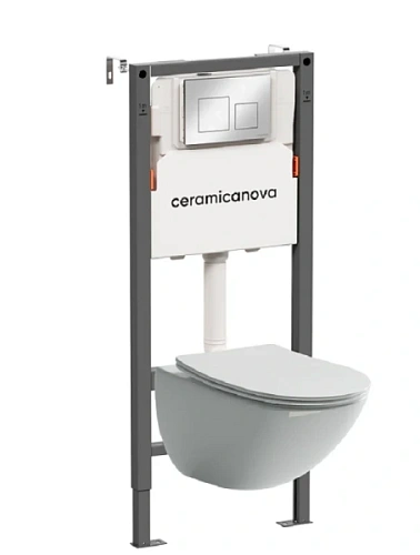 Унитаз с инсталляцией Ceramica Nova Mono кнопка хром - фото 1