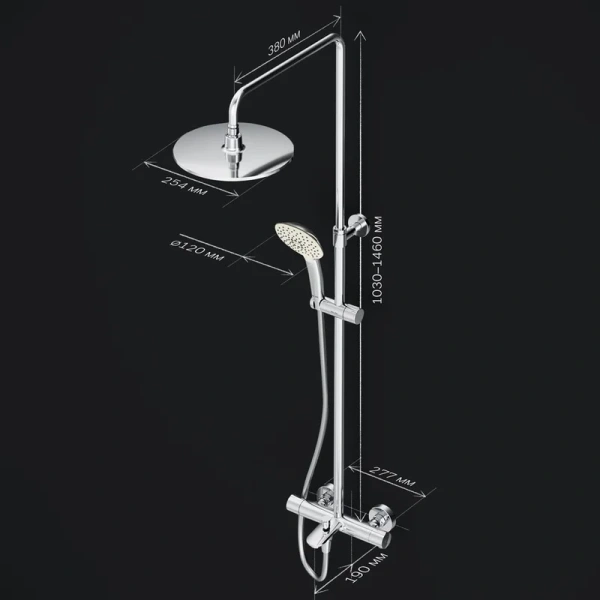Душевая стойка Am.Pm Spirit 2.0 с термостатом F0770A510 (детальная фотография), хром index_1