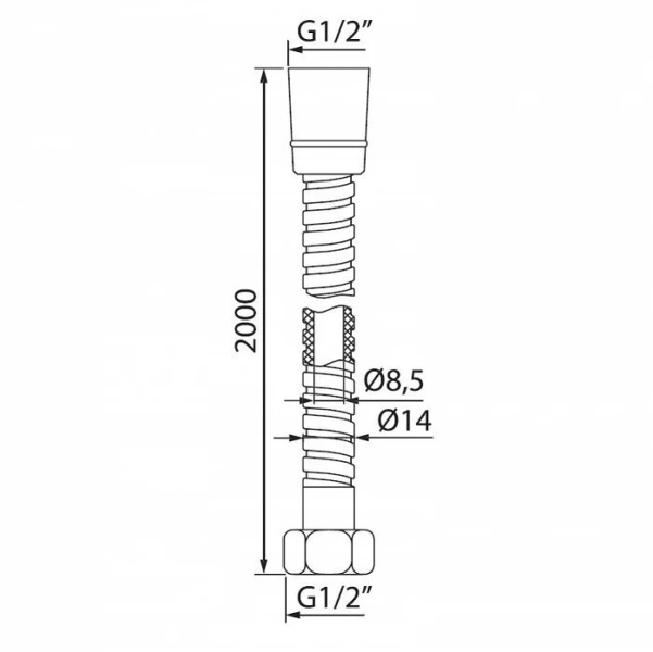 Шланг для душа IDDIS 200 см A50211 2.0 (детальная фотография), хром