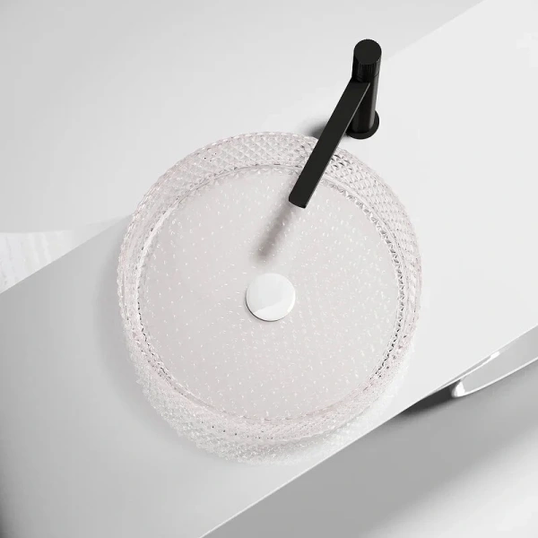 Раковина Ceramica Nova Cristal 36 см розовая CN6061 (детальная фотография), маленькие, в форме чаши, круглой формы