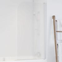 Душевая шторка на ванную профиль белый стекло сатин Vegas-glass